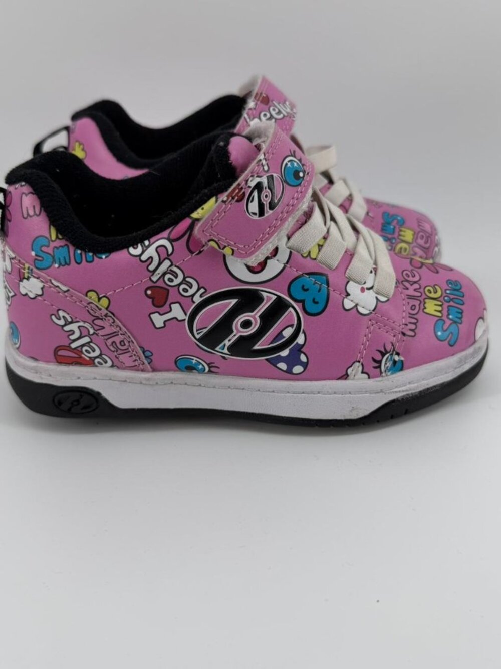 Heelys Dual Up X2 Roller Shoes Pink Emoji Smile Girls Youth Size 12C Wheels